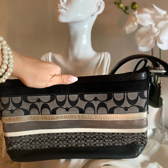 COACH STRIPED E/W SHOULDER BAG - Picture 10 of 12